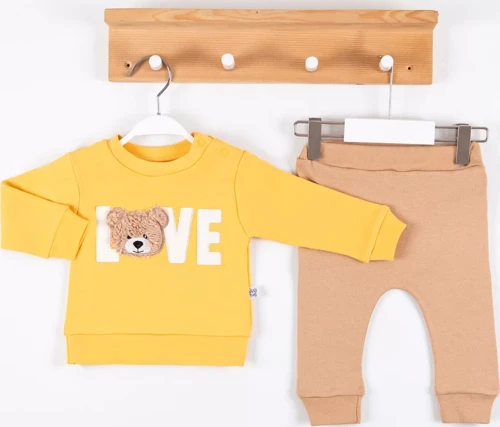 Bear Love Nakışlı % 100 Pamuklu 2'li Erkek Takım
