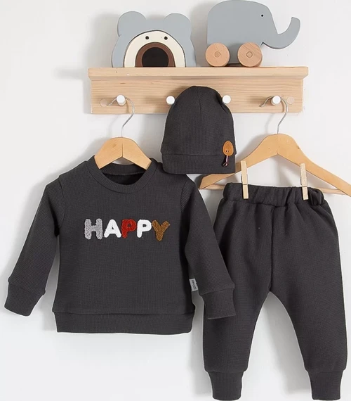 Happy Nakışlı 2'li Pamuklu Erkek Bebek Takım