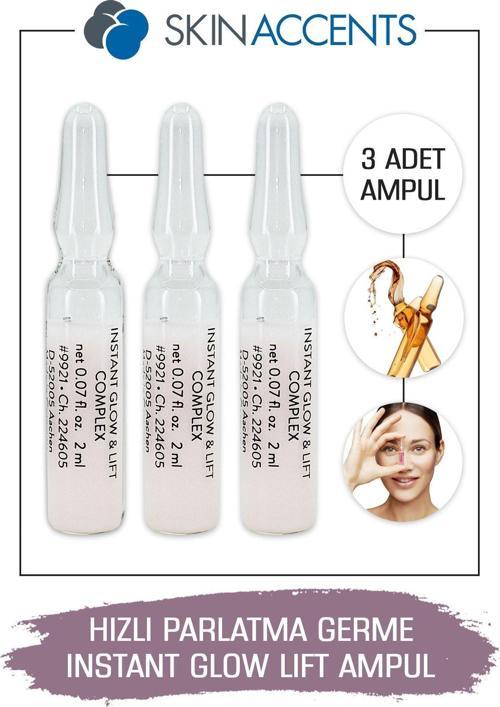 Hızlı Parlatma Germe Ampul 3 Adet Instant Glow & Lift Cilt Serumu Dermaroller Dermapen Serum