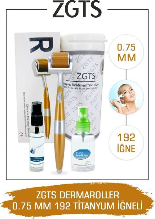 Dermaroller 0.75mm Dezenfektan Hediye 192 Titanyum Iğneli Gold Derma Roller