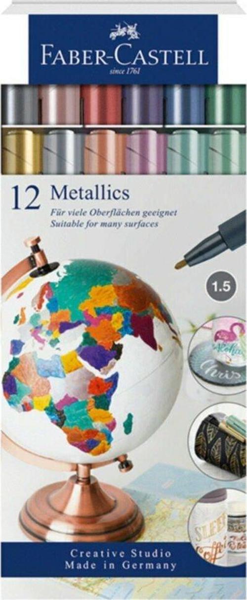 Faber-Castell Metalik Markör, 12'li Set