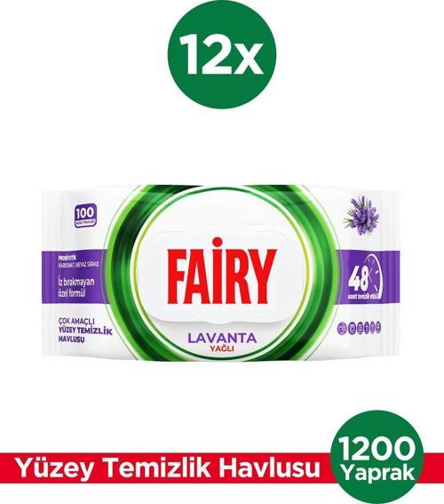 Çok Amaçlı Yüzey Temizlik Havlusu 100 Yaprak 12 Adet | Lavanta Yağlı | Beyaz Sirke Karbonat