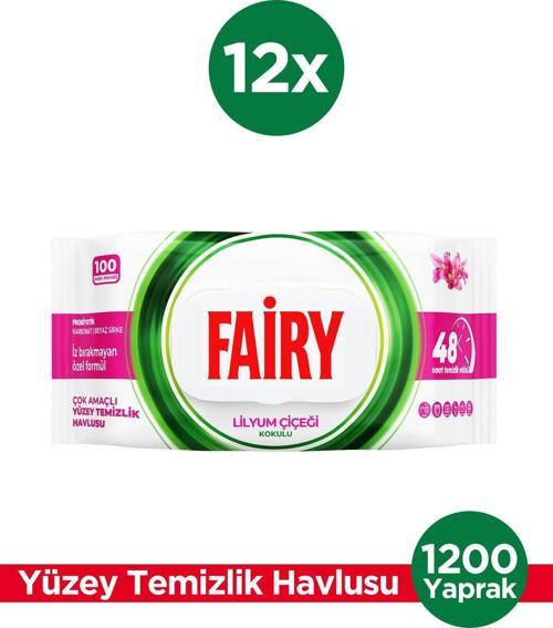 Çok Amaçlı Yüzey Temizlik Havlusu 100 Yaprak 12 Adet | Lilyum Çiçeği | Beyaz Sirke Karbonat