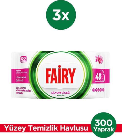 Çok Amaçlı Yüzey Temizlik Havlusu 100 Yaprak 3 Adet | Lilyum Çiçeği | Beyaz Sirke Karbonat