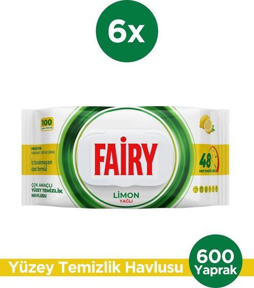 Çok Amaçlı Yüzey Temizlik Havlusu 100 Yaprak 6 Adet | Limon Yağlı | Beyaz Sirke Karbonat