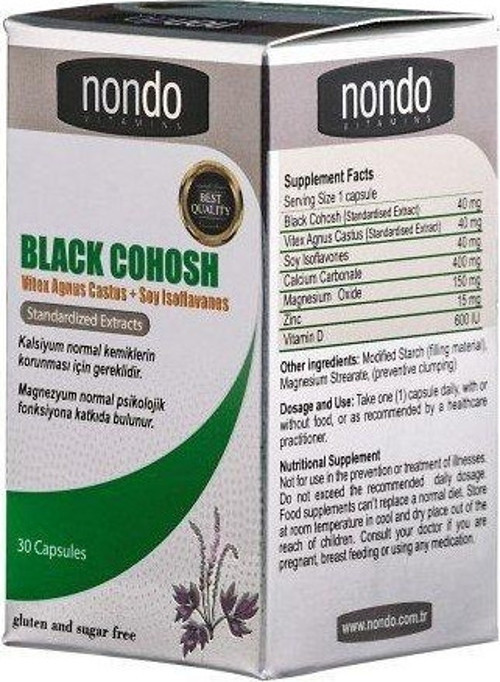 Nondo Black Cohosh With Agnus Castus + Soy İsoflavones 30 Kapsül
