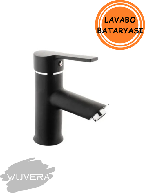 Lüks Siyah Lavabo Bataryası – Mat Siyah, Aç-Kapa, Dayanıklı ve Modern
