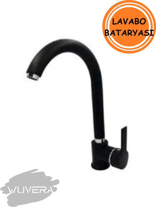 Siyah Delta Lavabo Bataryası – Mat Siyah, Dayanıklı, Aç-Kapa Mekanizmalı Lavabo Bataryası