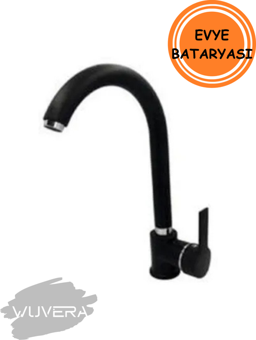 Siyah Delta Mutfak Eviye Bataryası – Aç-Kapa Mekanizmalı, Dayanıklı, Mat Siyah Batarya