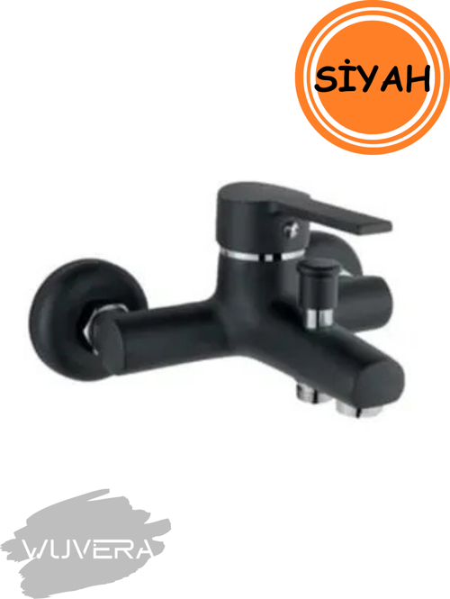 Siyah Delta Serisi Banyo Bataryası – Mat Siyah, Dayanıklı, Duvar Montajlı Banyo Bataryası