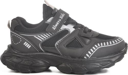 Siyah Cırtlı Fileli Unisex Çocuk Spor Ayakkabı 1500 F