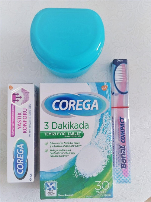 Diş Protez Seti- Temizleyici Tbl+ Yapıştırıcı + Saklama Kabı +Diş Fırçası