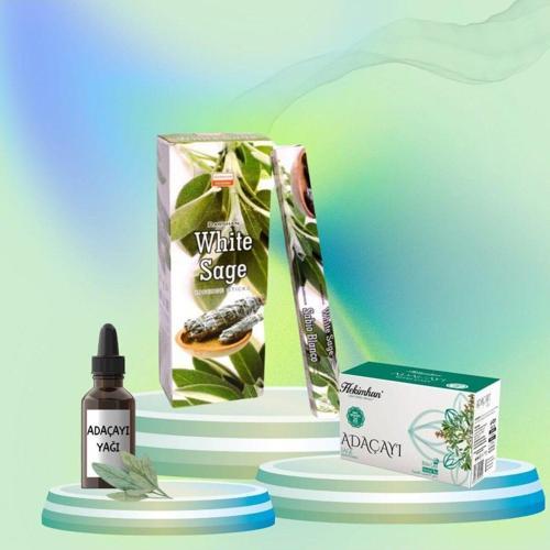 Anti Negatif Seti Adaçayı Tütsü 20 Çubuk + Yağı 20 Mi + Çayı 20 Poşet