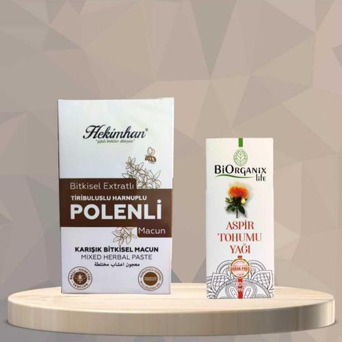 Tiribuluslu Harnuplu Polenli Macun 420 Gr Ve Aspir Tohumu Yağı Soğuk Pres 100 Ml