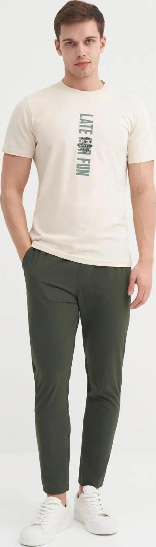 Slim Fit Bisiklet Yaka Pamuklu Baskılı Tişört