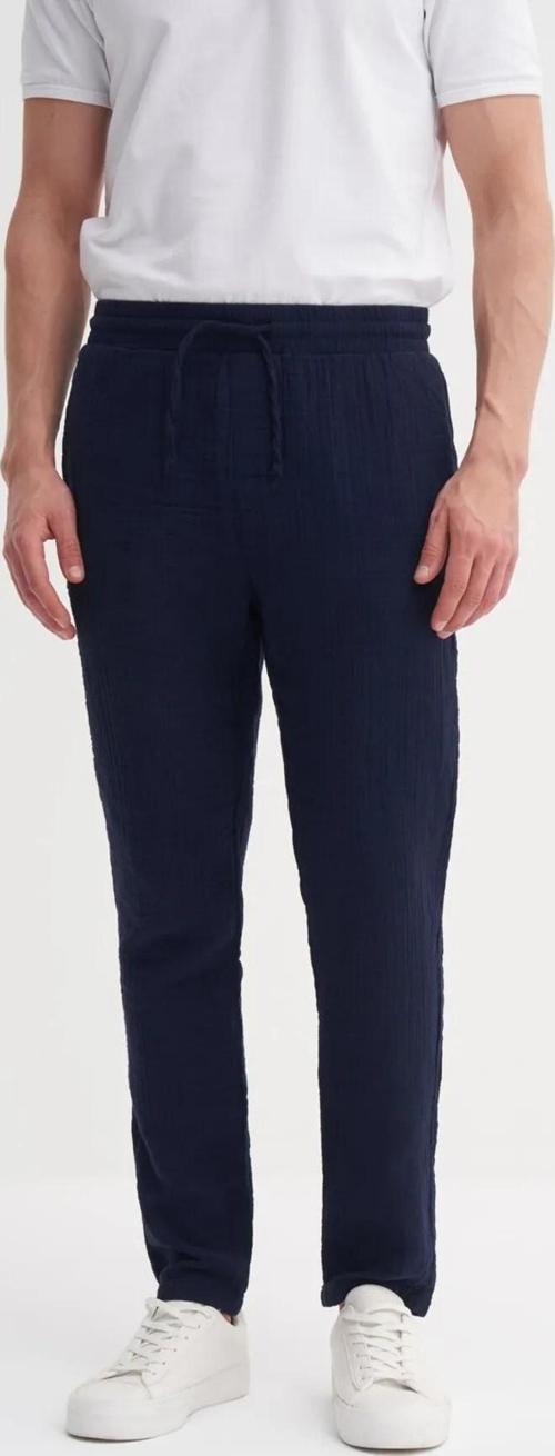 Muslin Erkek Keten pantolon Lacivert Düz Paça 0025