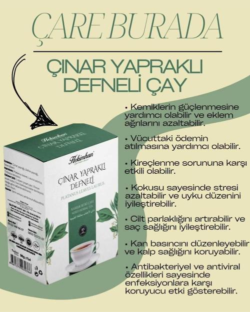 Çınar Yapraklı Defneli Çay 45 Süzen Poşet