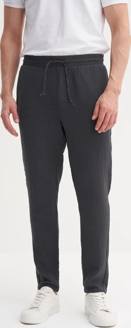 Muslin Erkek Keten pantolon Antrasit Düz Paça 0025