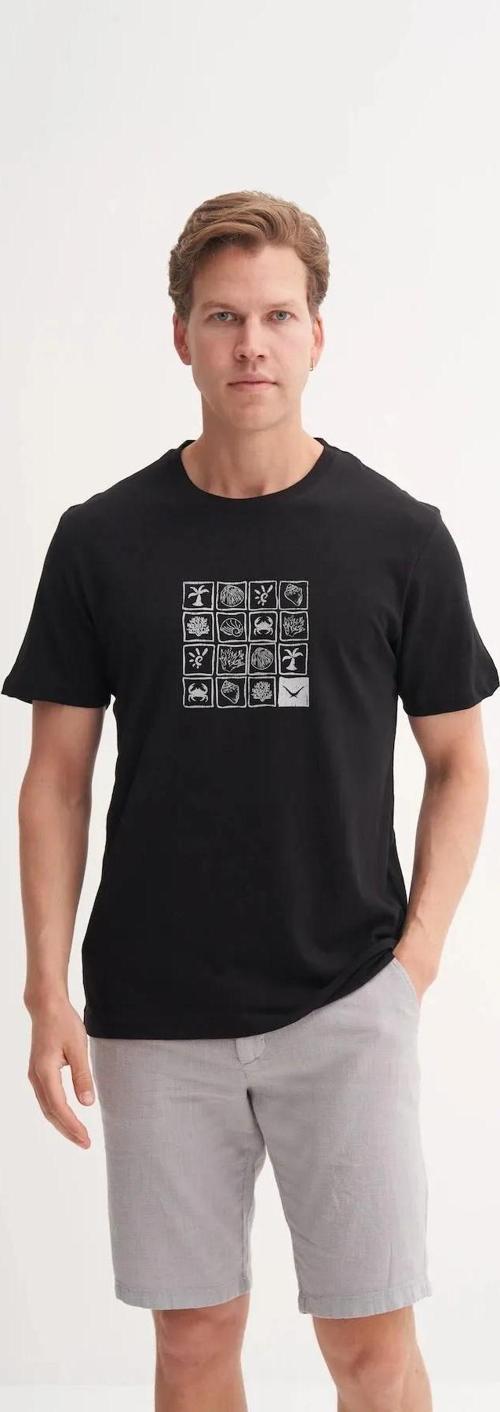 Slim Fit Bisiklet Yaka Pamuklu Desenli Tişört 4041