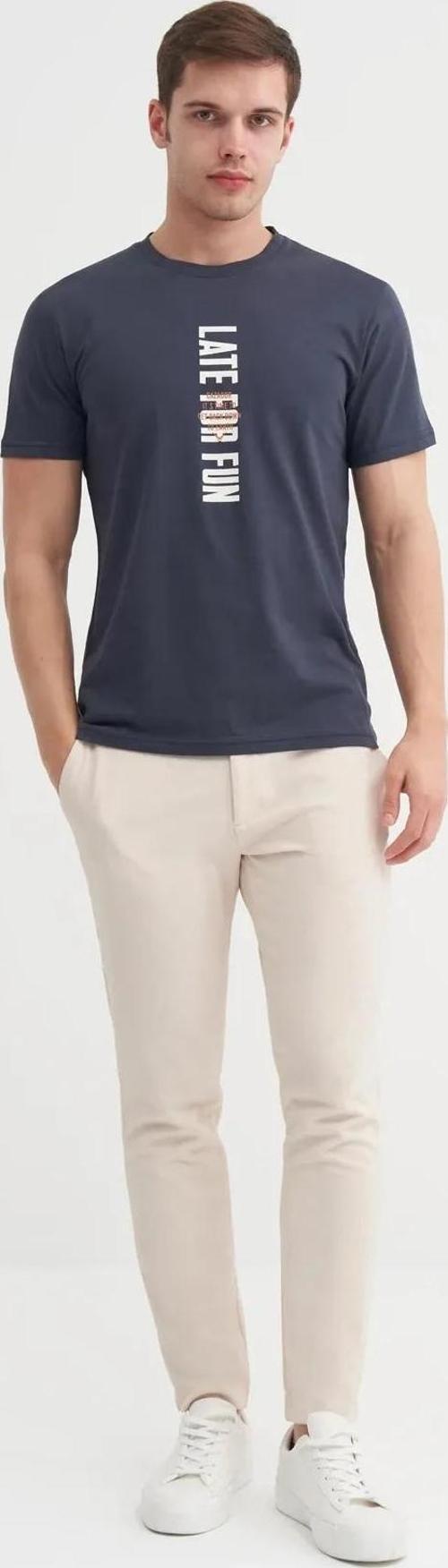 Slim Fit Bisiklet Yaka Pamuklu Baskılı Tişört