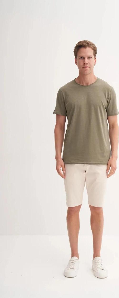 Slim Fit Bisiklet Yaka Pamuklu Düz Tişört 4280