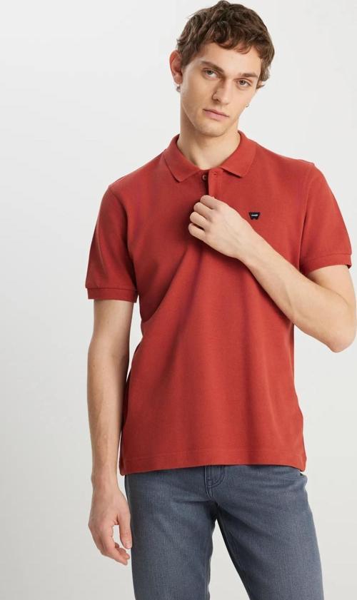%100 Pamuk Regular Fit Normal Kesim Kiremit Rengi Polo Yaka Tişört