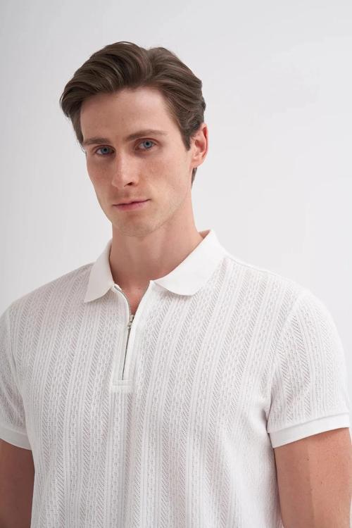 CAZ 4122  ERKEK POLO T-SHIRT  EKRU