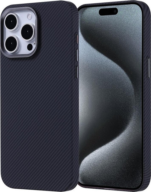 Apple İphone 15 Pro Max Kılıf M-Safe Şarj Özellikli Karbon Fiber Görünümlü Zore Nekst Kapak
