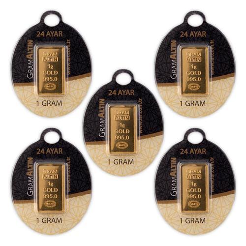 RimaGold 5 Adet 1 gr 24 Ayar İAR Gram Altın
