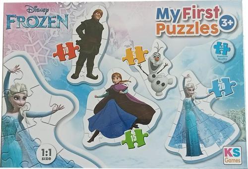 4 Lü Çocuk Puzzle Seti Elsa Anna Kristof Olaf Birlikte 50 Parça Lisanslı