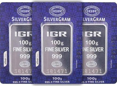 RimaGold 3 Adet İAR 100 Gr Gümüş Külçe