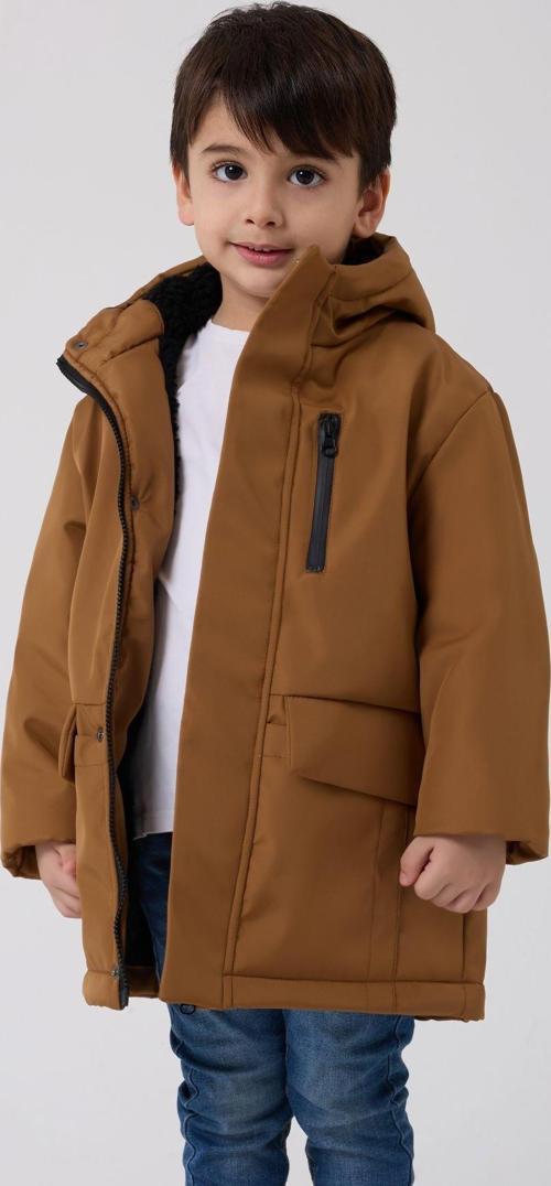 Erkek Çocuk Kürklü Su Ve Rüzgar Geçirmez Kapüşonlu 3 Kışlık Mont & Kaban & Parka
