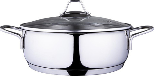 Modernist Paslanmaz Çelik 2,4 Litre Basık Karnıyarık Tencere 24 cm