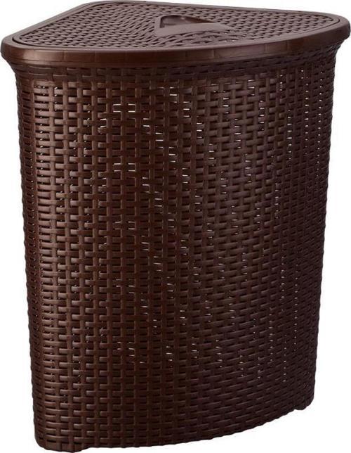 SY-4627 Plastik Hasır Desen Üçgen Kirli Çamaşır Sepeti Kahverengi