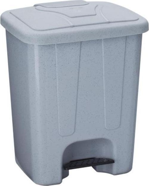 SY-4250 25 lt Köşeli Pedallı Plastik Çöp Kovası İç Kovalı Gri