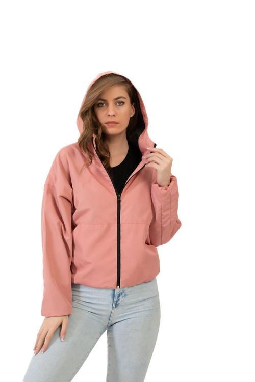 Kadın Kapüşonlu Su Ve Rüzgar Geçirmez Oversize Yağmurluk - Rüzgarlık