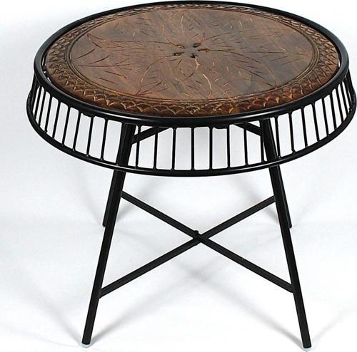 Ahşap Oymalı Yuvarlak Orta Sehpa 64x64x61 cm. KNA561