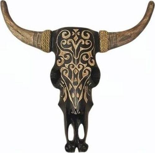 Ahşap Buffalo Kafatası Siyah 45x55 cm.