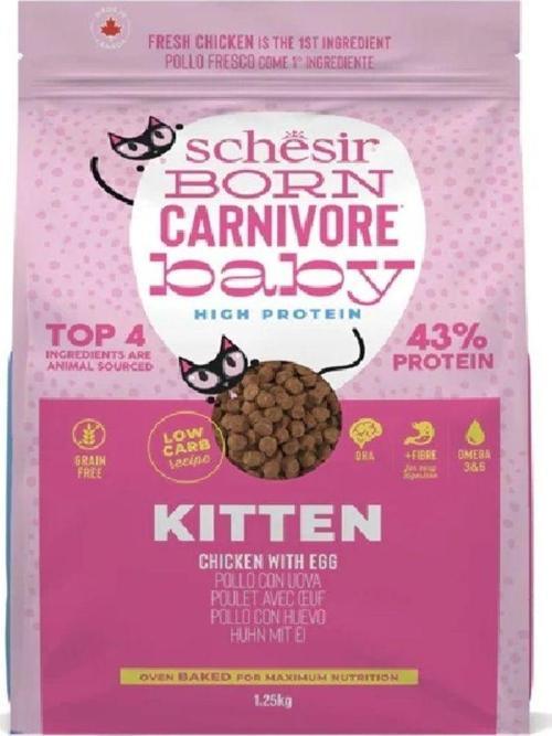 Born Carnivore Baby Kitten Tavuk ve Yumurtalı Tahılsız Yavru Kedi Kuru Maması 1.25 Kg.