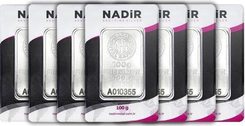 RimaGold 7 Adet NadirGold 100 Gr Gümüş Külçe
