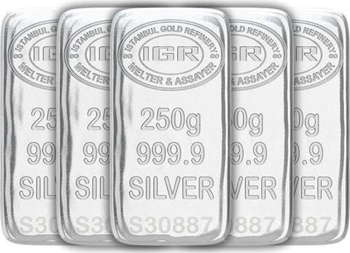 RimaGold 5 Adet İAR 250 Gr Gümüş Külçe