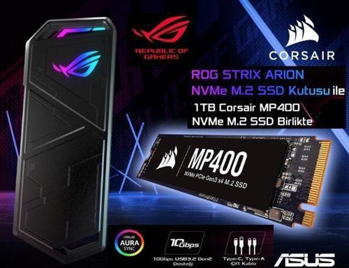 ROG Strix Arion 1TB M.2 NVMe Harici SSD TASINABILIR DISK USB 3.2 Gen2 Type-C