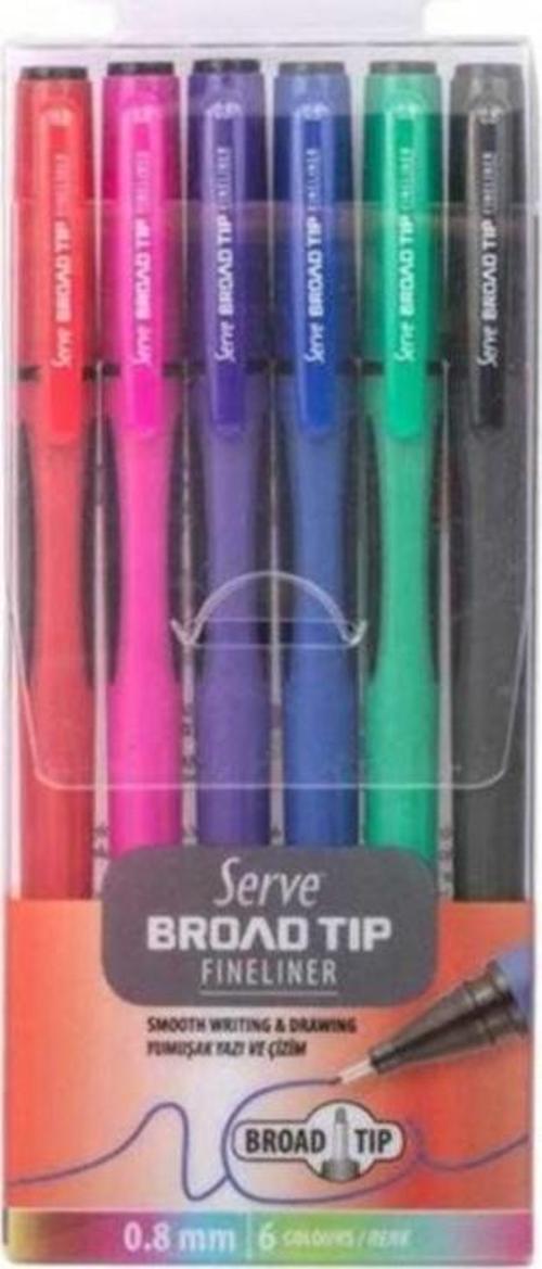 Broad Tip 0,8 mm 6'lı Fineliner Kalem