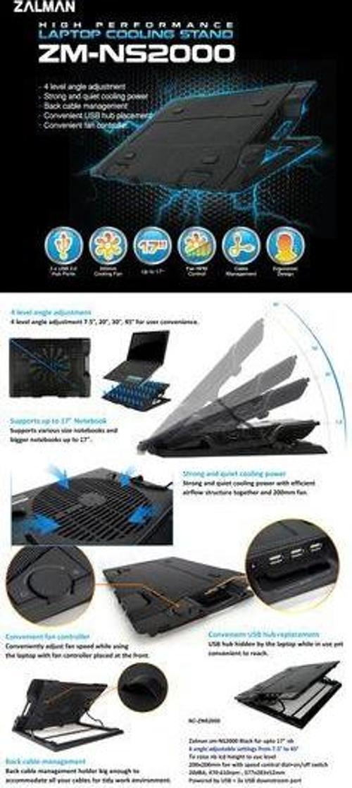 ZM-NS2000 17" 200mm Fanlı Yükseklik Ayarlı Notebook Soğutucu Stand