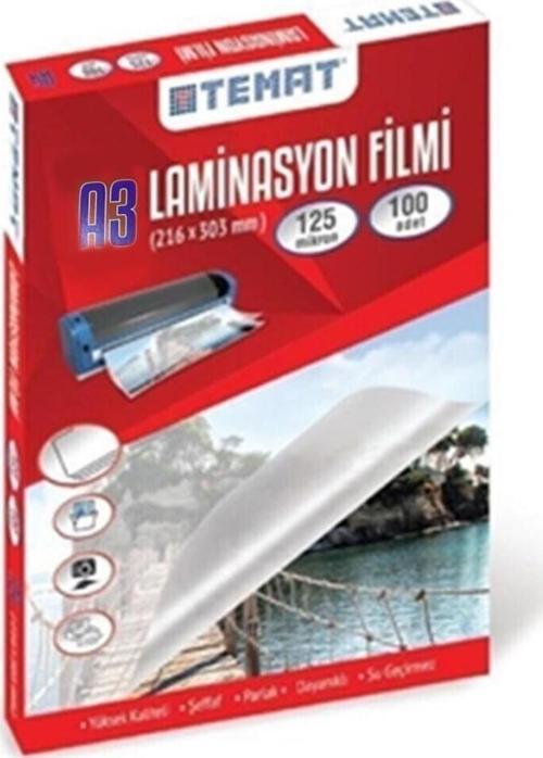 A3 Laminasyon Filmi Pvc 125 Micron 100 Lü Paket