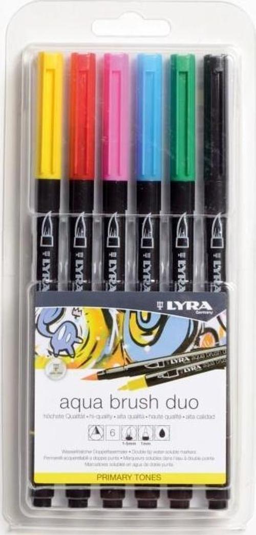 Graduate Aqua Brush Duo Çift Taraflı Primary Tones 6'lı Set