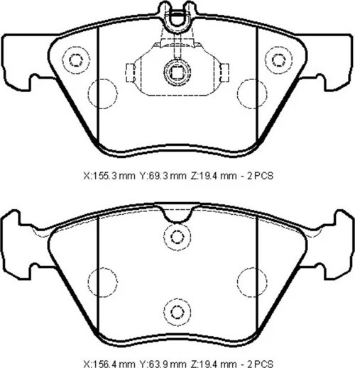 Mercedes E Class- W211- 03/06; Ön Fren Balatası(Kablosuz)Disk(155,3X69,3X19,4/156,4X63,9X19,4)Bramax