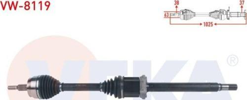Komple Aks Sag On Uzunluk 1025Mm Volkswagen Transporter Vı 2.0 Tdı A-T 2015-