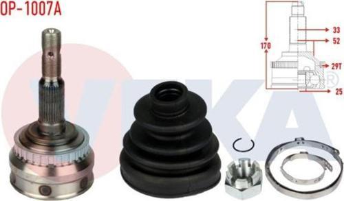 Aks Kafası Sol-Sag On Dıs Opel Vectra B 2.0İ Abslı 29 Dıs 33X25X52 Uzunluk 170,8