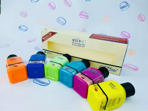 6x75 ml Macaron Renkler Akrilik Boya 6'lı Set